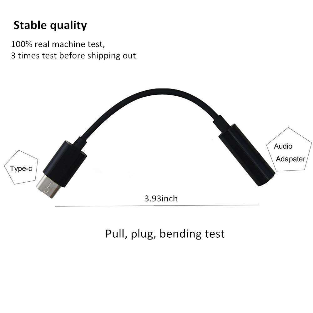 USB 3.1 to 3.5mm Headphone Audio Jack Adapter, USB 3.1 to 3.5mm Female Aux Microphone Headphone Connector Cable for Motorola Moto Z Force Droid XT1650M Verizon and Not Fit for HTC (Black) 5