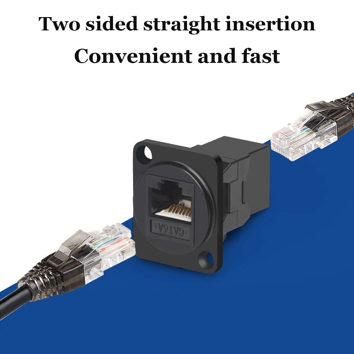 PENGLIN 10PCS D-Type CAT6A Panel Mount Connector, RJ45 Pass-Through Connector Female to Female, RJ45 Ethernet LAN Network Coupler for CAT6a/CAT6/CAT5E/CAT5 2