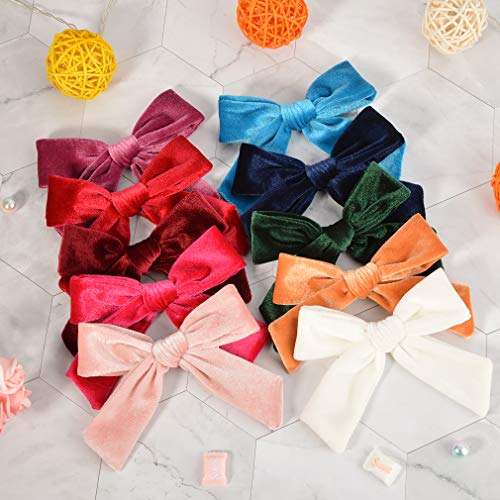 Big Hair Bows Girls Toddler Velvet 5 inches 10 PCS Hair Clips for Girls Alligator Baby Ponytail Holder 4