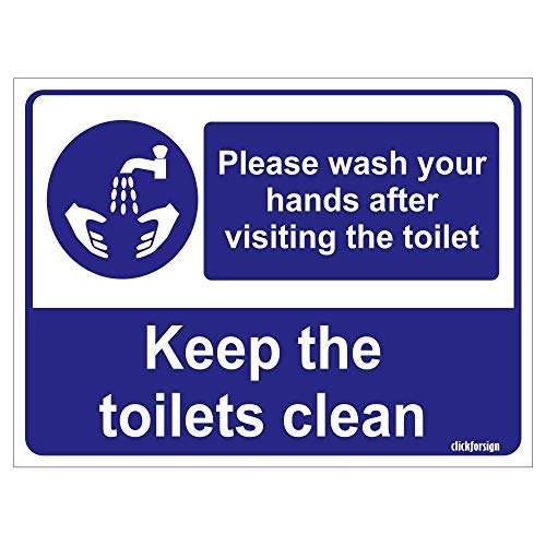 Clickforsign PLEA-WAS-HAND-VISIT-TOI-VINYL-64(8X6) Please Wash Your Hands After Visiting The Toilet Sign Self Adhesive Vinyl Sticker, 200 x 150 mm 2