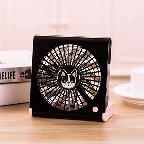 ZHANGJIALI ZJL High Performance Bulldog Pattern Mini Notebook Folding USB Fan with Wind 3 Speeds(Black) (Color : Black) 1