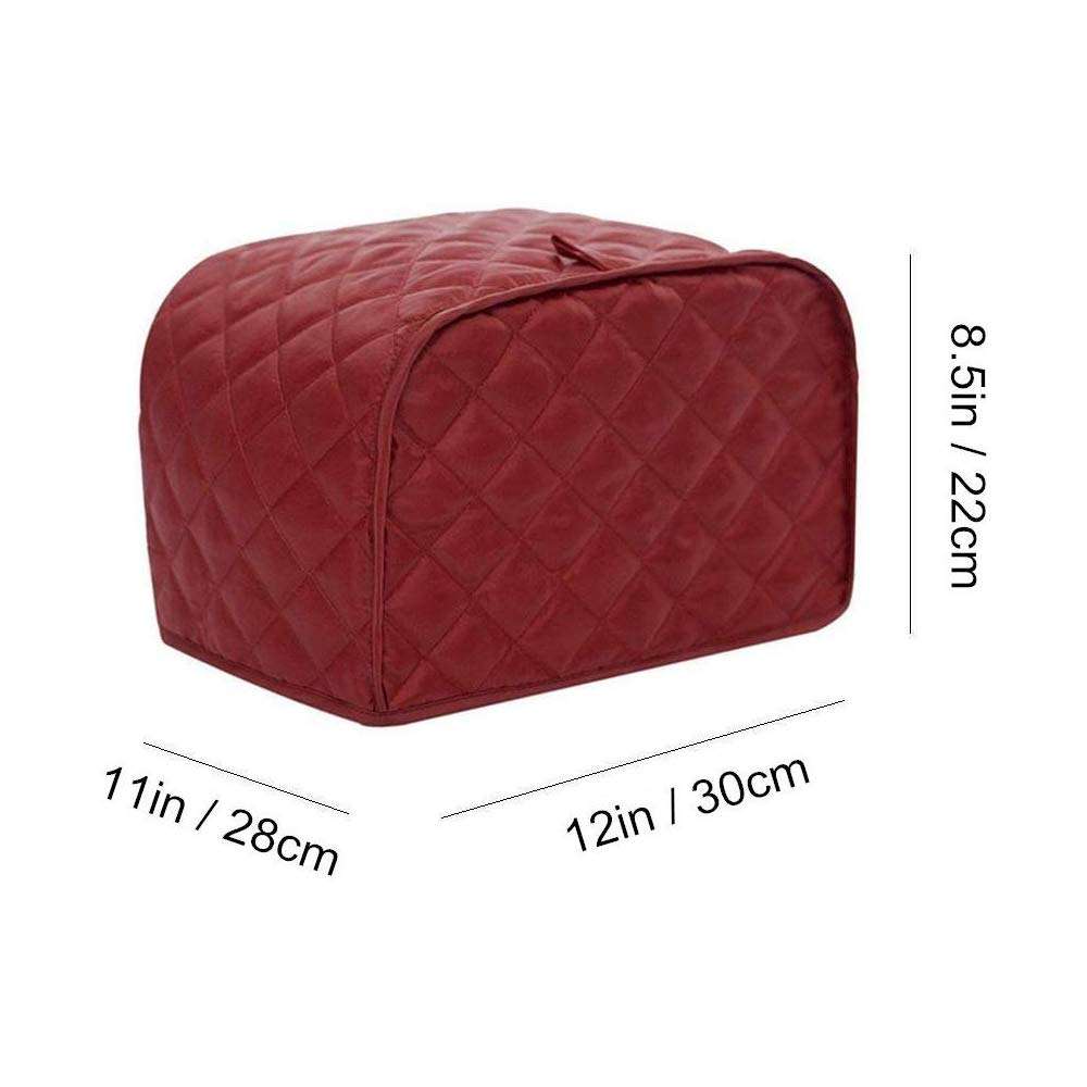 4 Slice Toaster Cover, Kitchen Small Appliance Cover Fingerprint and Greasy Protection, Machine Washable Polyester Toaster Dustproof Cover (Red) 3