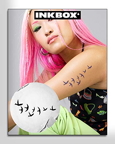 Inkbox Temporary Tattoos - Pajaros - Kit Semi Permanent Tattoos - Includes Primer Wipe and One 5x2in Tattoo with For Now Ink. Applies in 1-2 Minutes. Lasts 1-2 Weeks. Birds Design