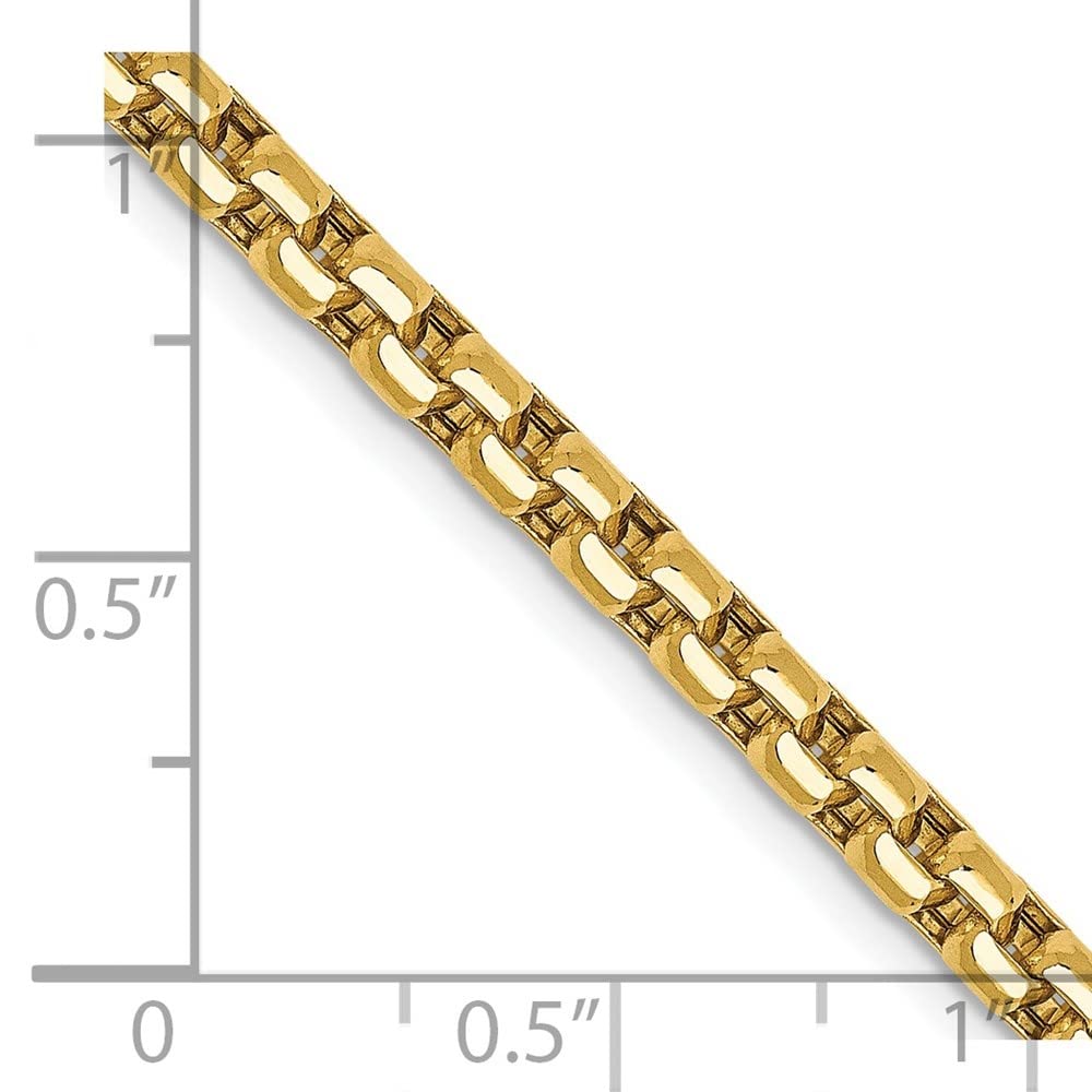 Diamond2Deal 14k Yellow Gold 30" 3.6mm Semi-Solid Round Box Chain Necklace with Lobster Clasp 6