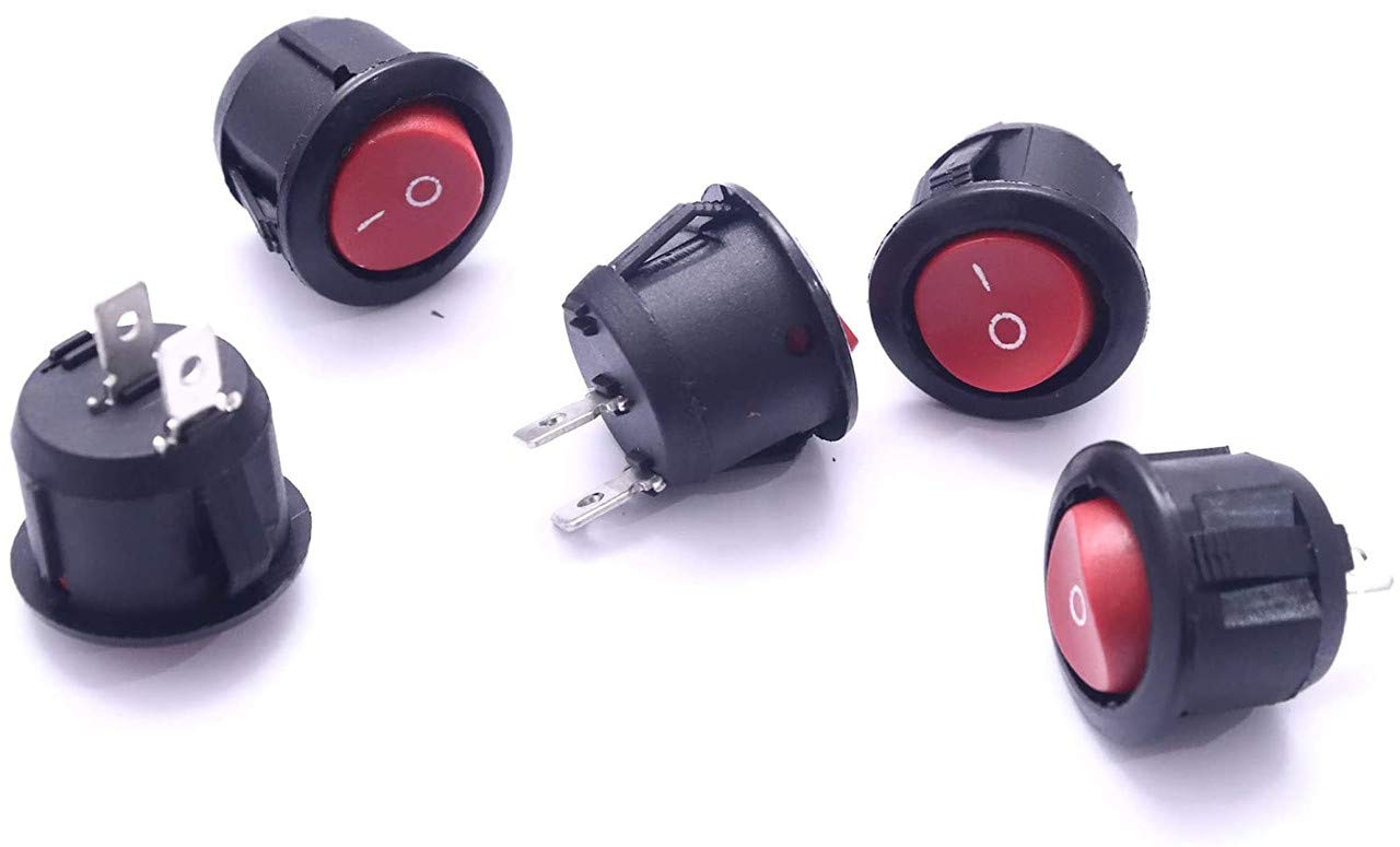 ERH India (Pack of 10) ON Off Switch Round SPST 2-Pin ON/Off Round Boat Rocker Switch AC 6A 250V 10A 125V for Multiple Applications 4