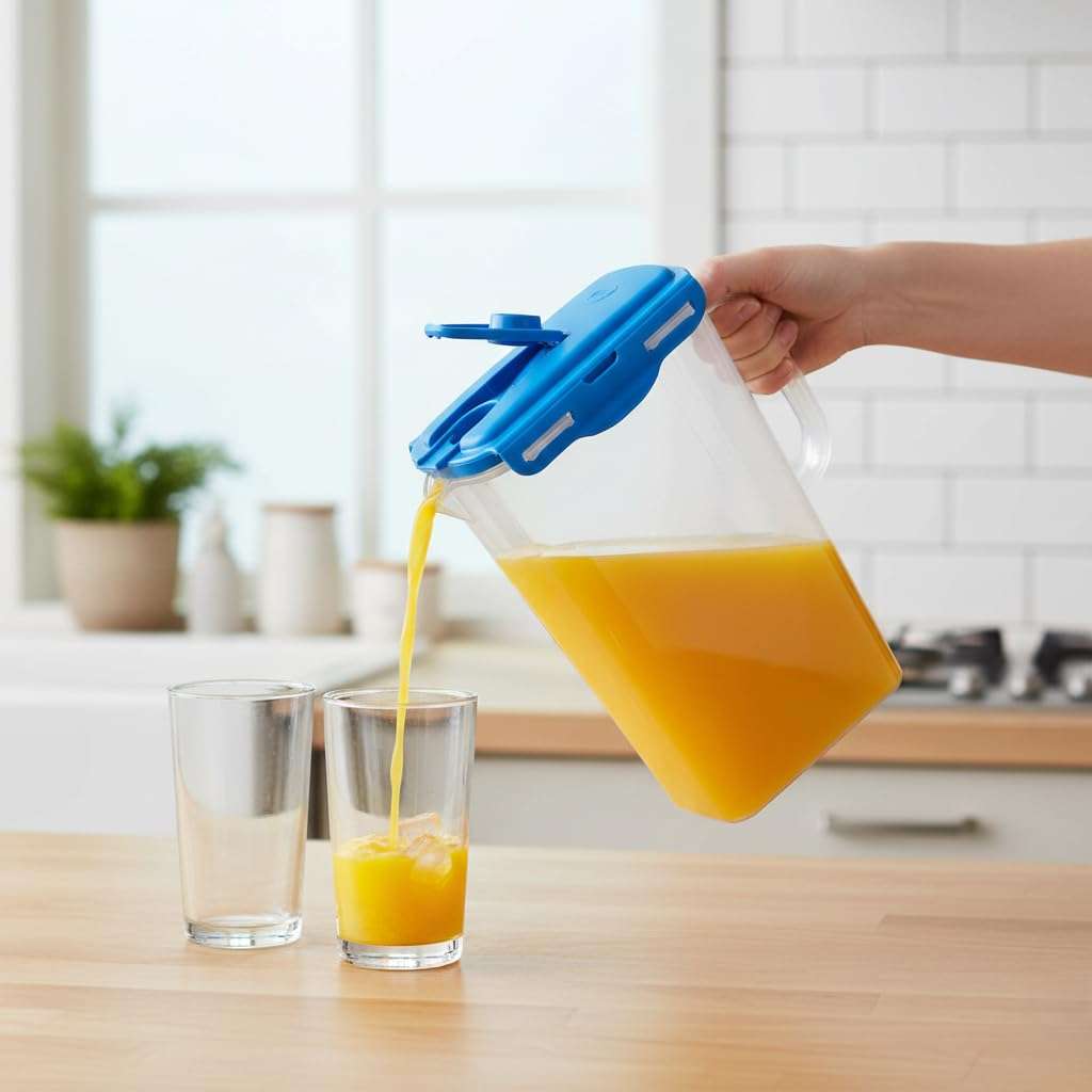 Gluman Fridge Jug 2000 ml | Ergonomically Design Cap & Wide-Mouth | 100% Food Grade | Dishwasher Safe | Freezer Safe | Recyclable (Blue) 3