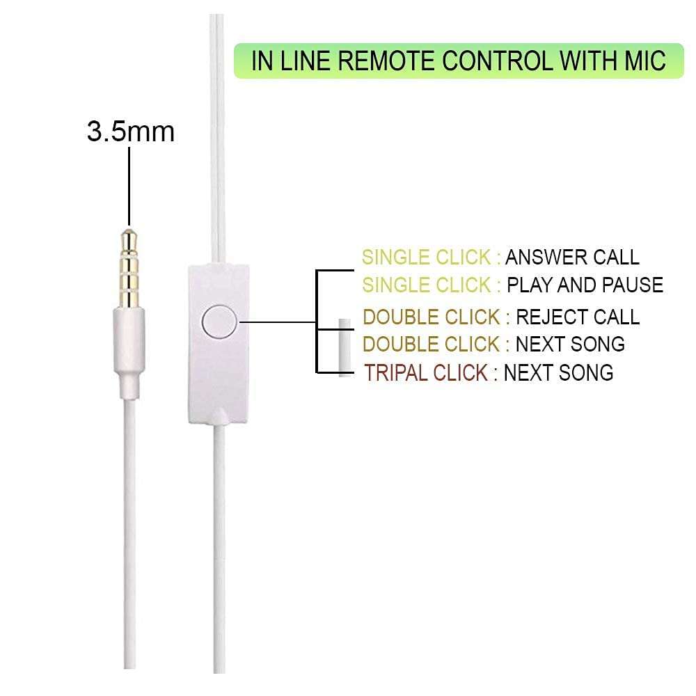 In-Ear Headphones Earphones for YU Yunicorn Earphone Original Like Wired Stereo Deep Bass Head Hands-free Headset Earbud With Built in-line Mic, Call Answer/End Button, Music 3.5mm Aux Audio Jack KD 2: (YS2, WHITE) 6