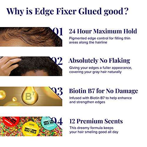 Kiss Products, Inc. Edge Fixer 24 Hour Maximum Hold Edge Wax No Flaking Biotin B7 Infused Hair Gel 3.38 US fl.oz (Acacia) 5