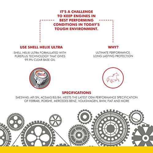 Shell Helix Ultra 5W-40 Fully Synthetic Motor Oil for Diesel and Gasoline Engines (4 L) 4