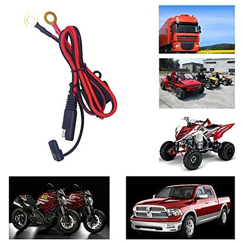 O Ring Terminal Cable - 2FT SAE Connector, Sae Plug to Battery Charger Cord, Solar Panel Cord Ring Terminal Harness Extension Adapter 12V 24V 2 Pin Quick Connect and Disconnect 10A (1 Pack) 6