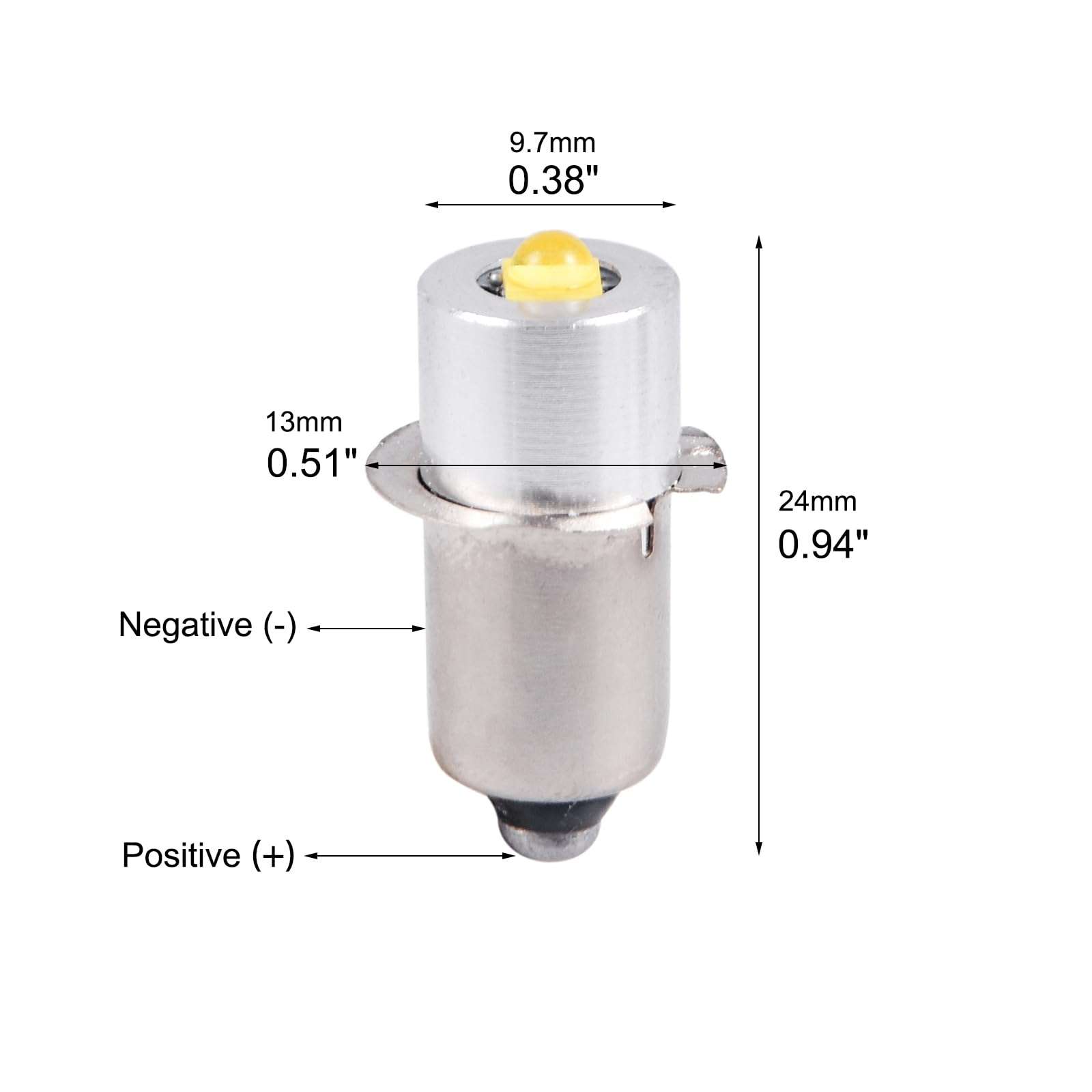 P13.5S LED Flashlight Bulb 3W DC 3-12V LED Conversion Kit for Compatible with Maglite 3-6 Cell C/D Flashlights Torch, 4 Pack 3