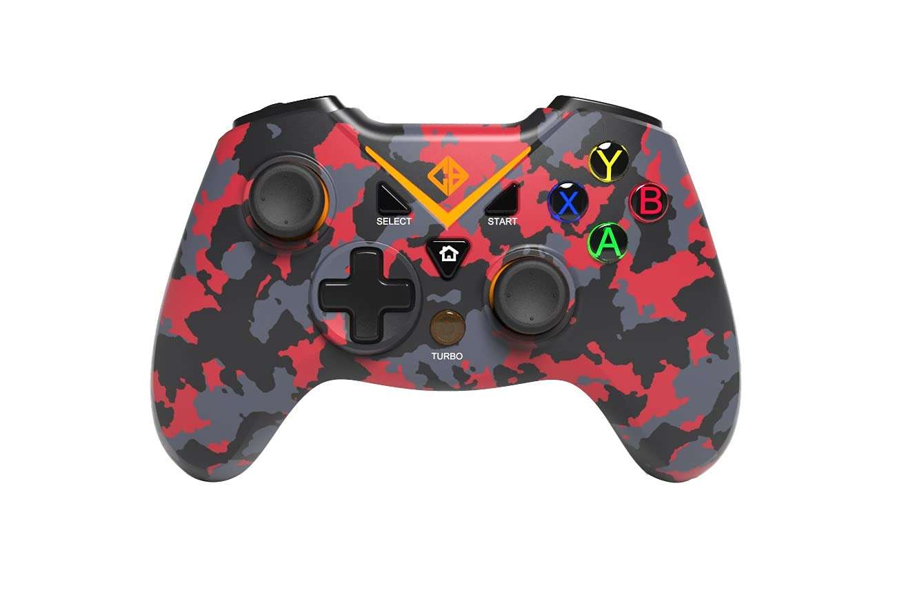 Cosmic Byte C3070W Nebula 2.4G Wireless Gamepad for PC/PS3 supports Windows XP/7/8/10, Rubberized Texture (Camo Red) 1