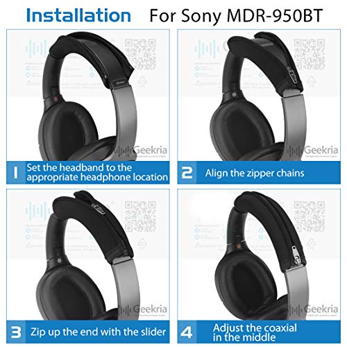 Geekria Headband Cover Compatible with Sony WH-1000XM4, WH-1000XM3, WH-1000XM2, WH-XB910N, XB950B1, XB950N1, MDR-XB950BT, XB650BT, MDR1000X WH-CH520 Headphones Headband Protector Easy Installation 5