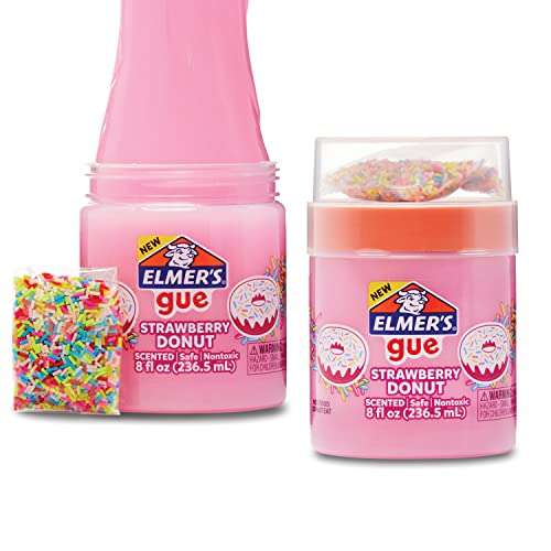 Elmer’s Gue Premade Slime Strawberry Donut Fluffy Slime Scented Includes Rainbow Sprinkle Add-Ins 2 Count 1