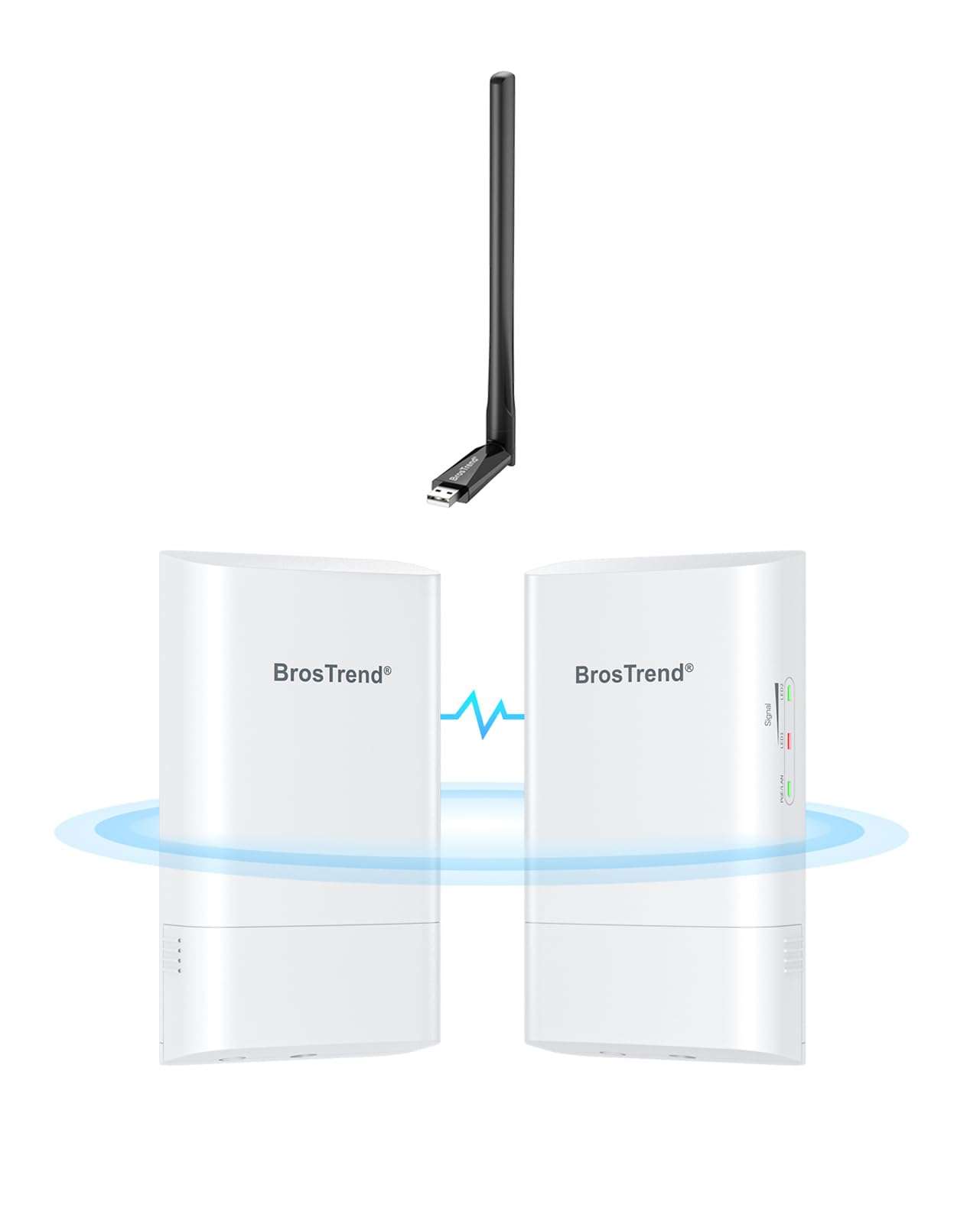 BrosTrend 5GHz Wireless Bridge, 1KM WiFi Bridge, Point to Point Outdoor CPE for PtP & PtMP, IP65 + AC650 Linux WiFi Adapter w/High Gain Antenna for Ubuntu Mint Debian Kubuntu Mate PureOS Windows etc. 1