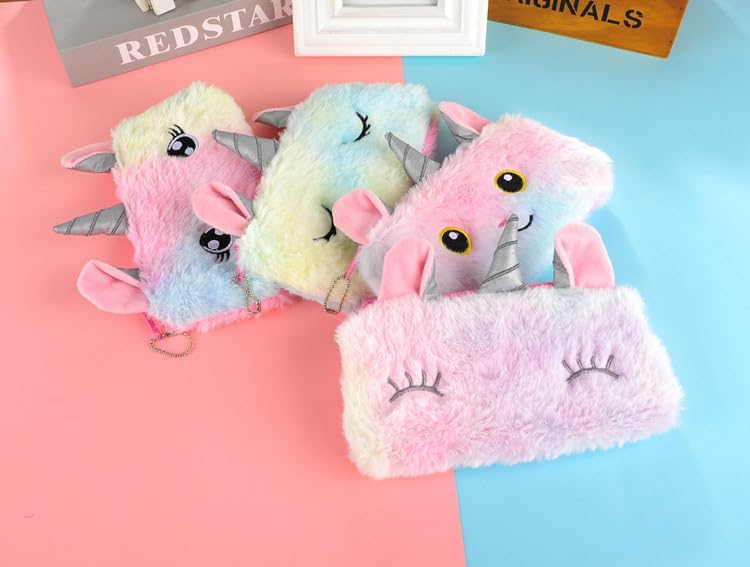 Birthday Party Return Gift Ideas Bulk Unicorn Fur Pencil Pouch for Girls, Unicorn Pencil Case Cradle cermony Baby Naming Set of 10 3