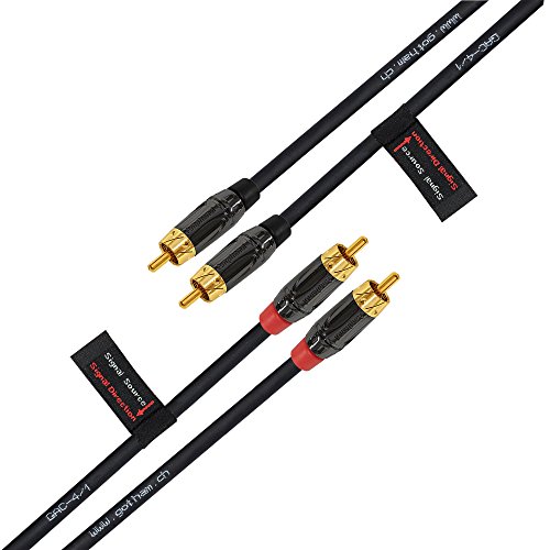 8 Foot RCA Cable Pair - Gotham GAC-4/1 (Black) Star-Quad Audio Interconnect Cable with Amphenol ACPL Black Chrome Body, Gold Plated RCA Connectors - Directional 6