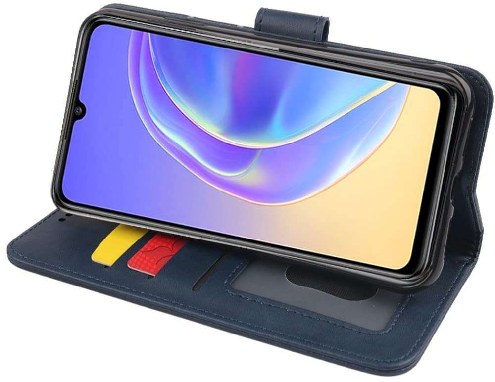 Frazil Leather Flip with Wallet Case with TPU Shockproof Cover for VIVO V21e, VIVO V21e 5G (Blue) 4