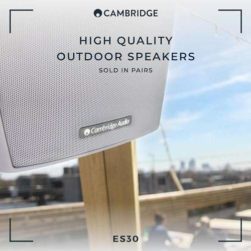 Cambridge Audio ES30 - Pair of Wired Outdoor Speakers Designed to Withstand Extreme Temperature and Humidity Differences - Including Wall Brackets with Cable Routing - White 2