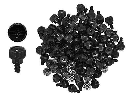 Mudra Crafts Black Desktop PC Computer Building Case 6-32 Repair Mounting Thumb Screw Assortment Kit, 100 PCs 1