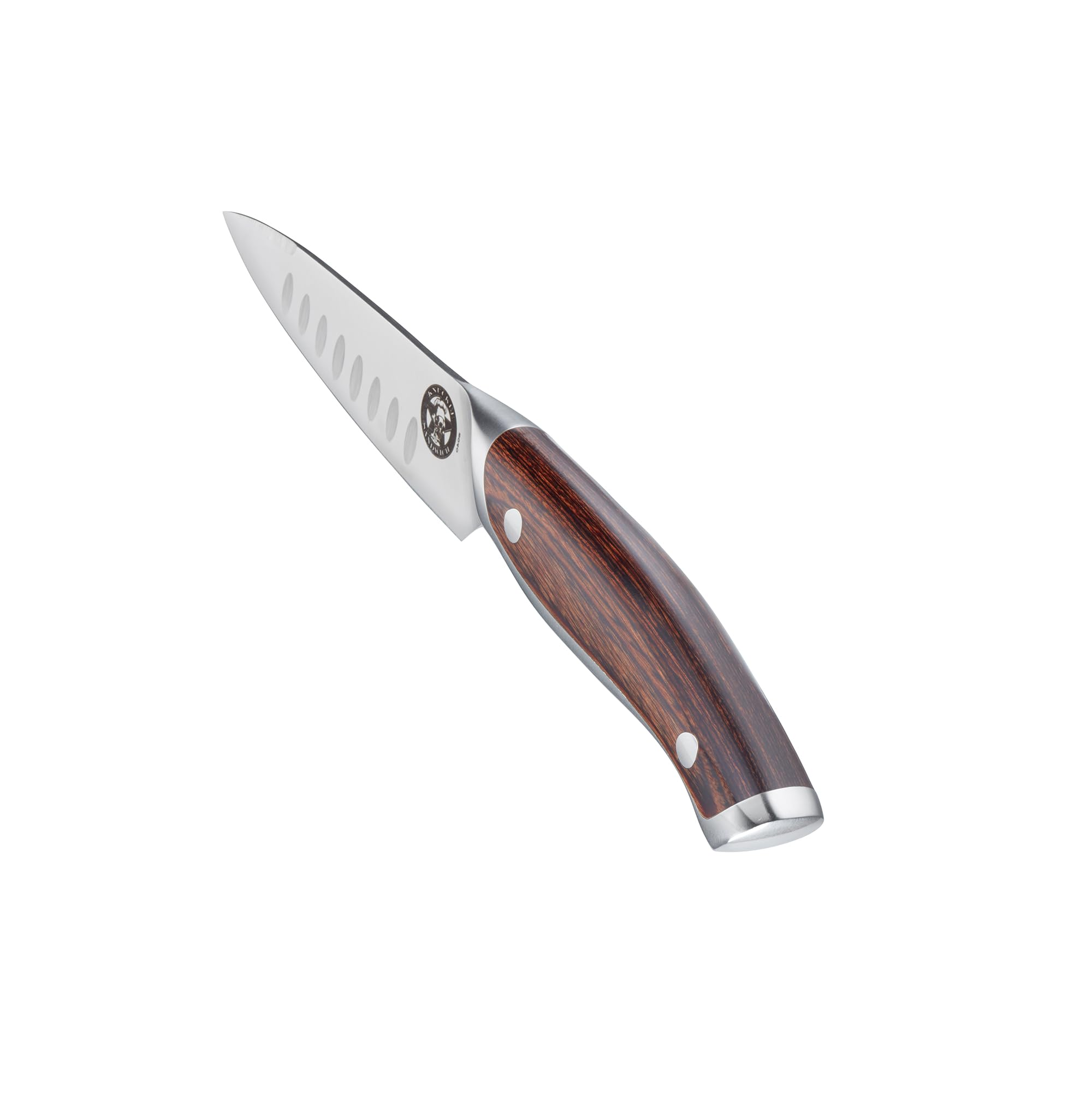 Ergo Chef Guy Fieri Knuckle Sandwich 4” Paring Knife & 6” Serrated Utility Knife Premium 7CR17MoV Stainless Steel, Hollow Ground Blade, Ergonomic Pakkawood Handle 5