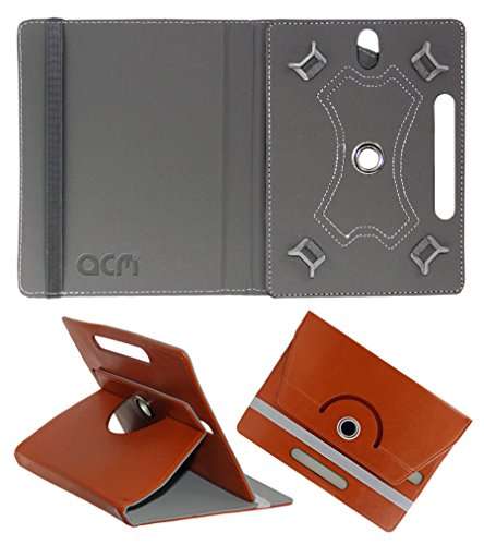 ACM Rotating 360 Leather FLIP CASE Compatible with HP Omni 10 Tablet Stand Cover Holder Brown 2