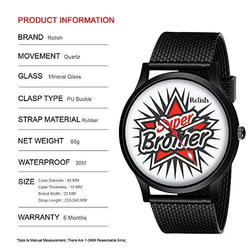 Relish Analogue Watch for Men's & Boys' | Gift for Brother | Black Dial | Black Colored Strap | RE-BB8092 4