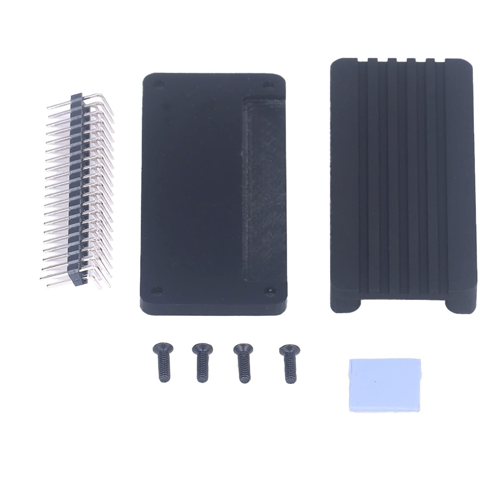 Tbest Single Board Computers,Aluminum Alloy Cooling Case Acrylic Bottom Shell Passive Cooling Enclosure for Raserry Pi Straight Pin Header (Bent pin Header) 1