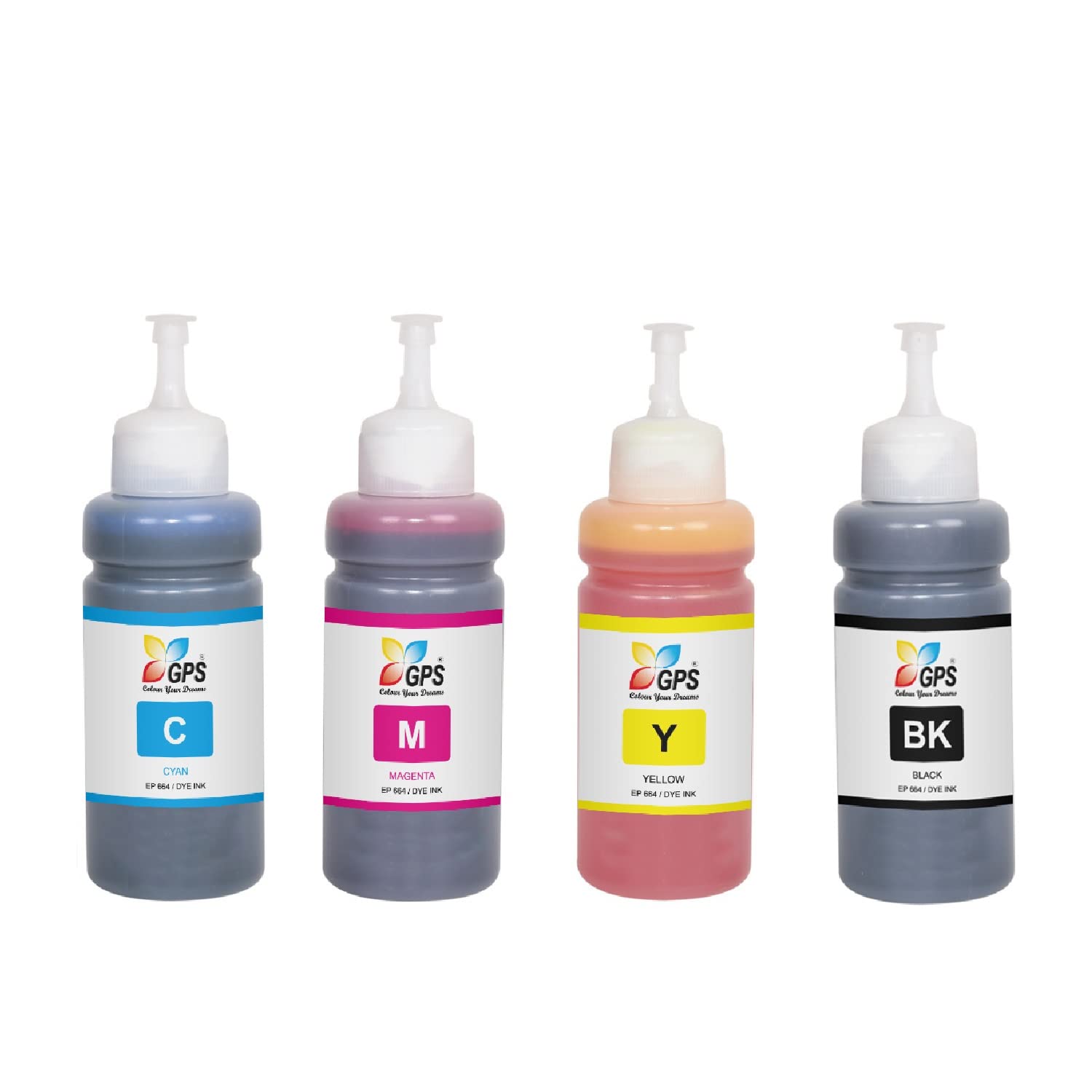 GPS Colour Your Dreams L360 Ink Bottles - Compatible with Epson L130, L210, L220, L310, L350, L355, L365, L385, L405, L455, L485, L565, L361 Printers - 664 Original Epson Ink, Four Color Set 1