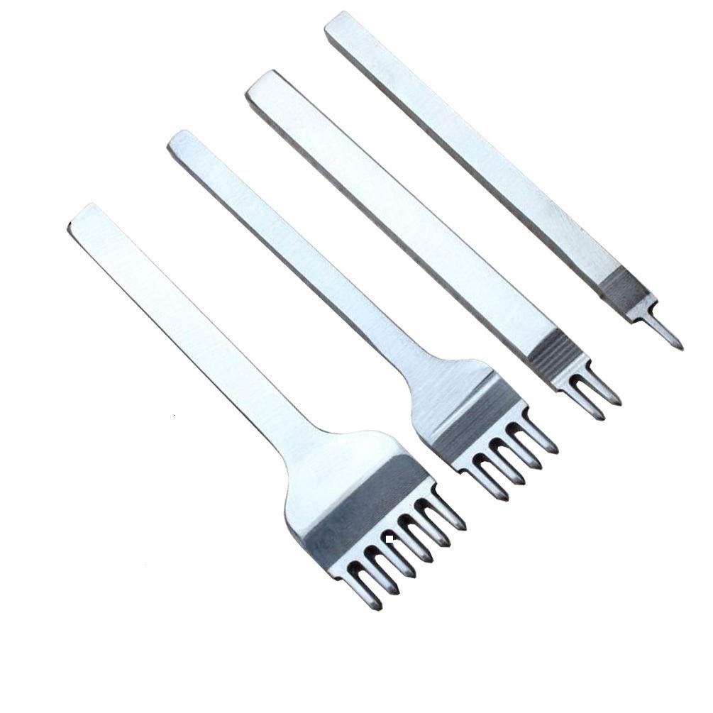 Driak 4pcs Stainless Steel1 2 4 6 Tools Chisel Diamond Prong Leather Craft Hand Working Tools Hole Punch Tool Set DIY