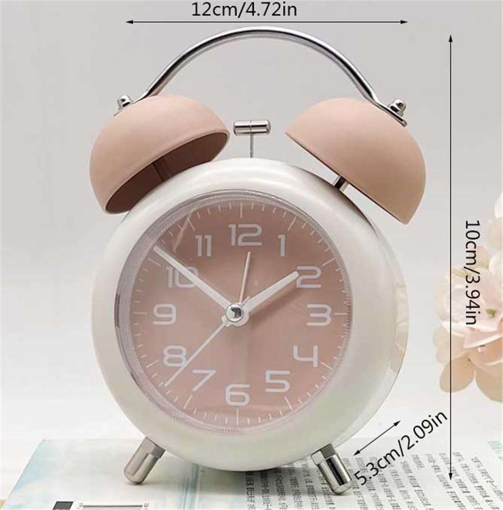 Eopzo Classic Retro Twin Bell Alarm Clock | Silent Non-Ticking Analog Table Clock with Loud Ringer & Night Light | Luminous Dial Bedside Clock for Kids, Students, Bedroom & Study Table 5