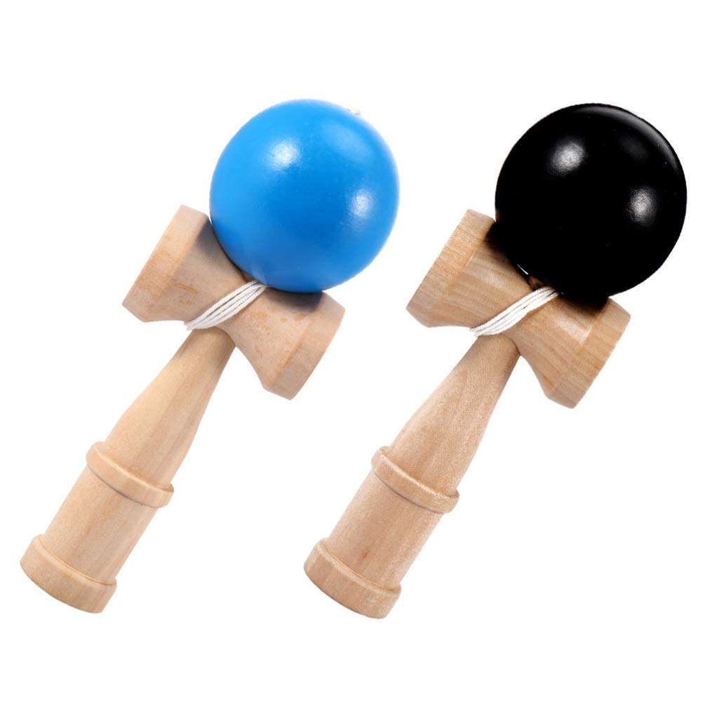 IMIKEYA 2pcs Wooden Kendama Toy with Ball Extra String Toss and Catch Ball Game Interative Toys for Parent and Child Indoor Toy 1