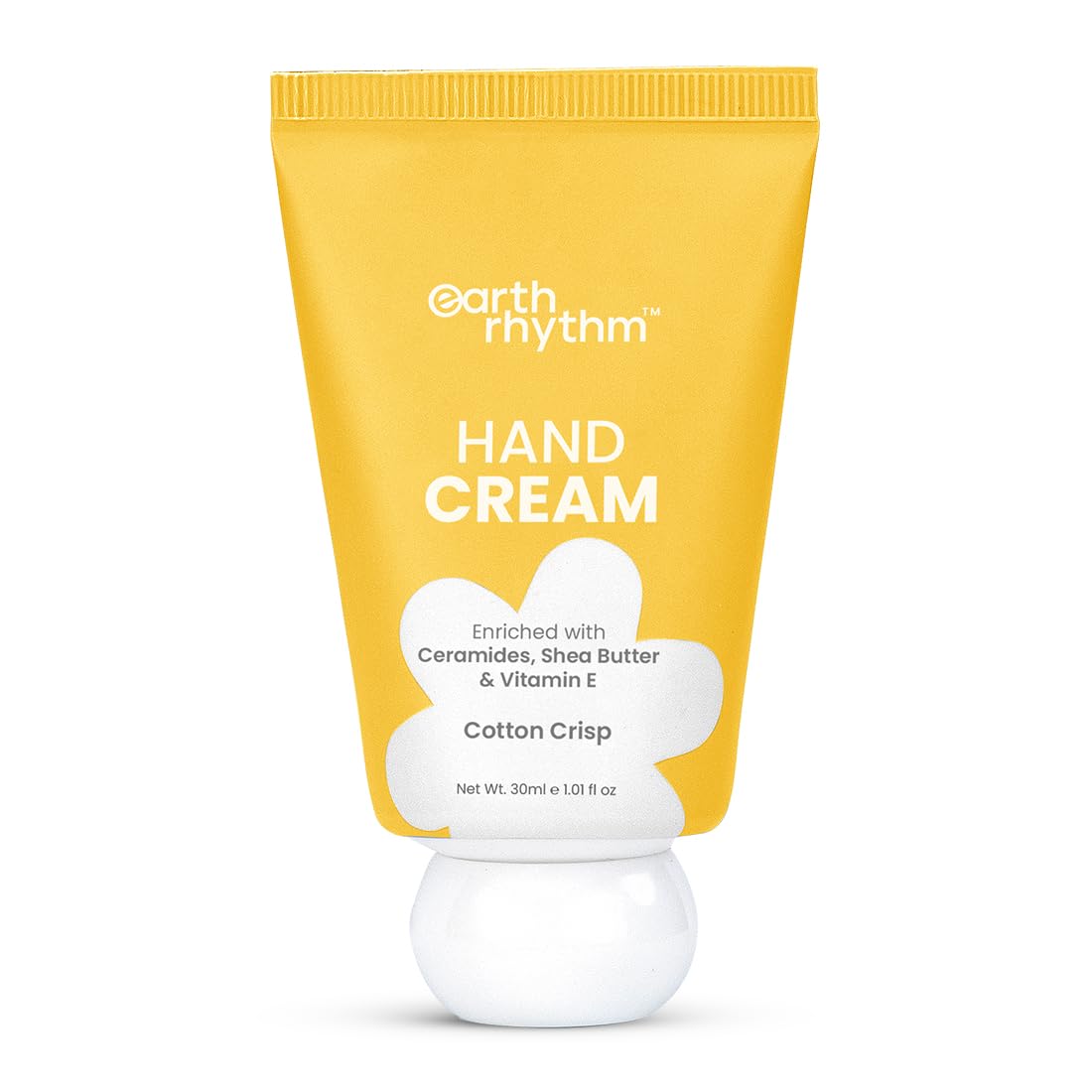 Earth Rhythm Hand Cream - Cotton Crisp for Dry & Rough Hands, Intense Moisturization Non Greasy, Fast Absorbing, Moisturizes, Enriched with Ceramides, Shea Butter, Cacao Seed Butter for Men & Women - 30ml 1