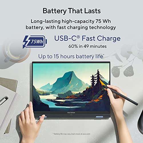 ASUS Zenbook 14 Flip OLED (2023), Intel Core i5-1340P 13th Gen, 14" (35.56 cm) 2.8K 90Hz OLED, Thin & Light Laptop (16GB/512GB SSD/Iris Xe/Win 11/Office 2021/75W Battery/Blue/1.5 kg), UP3404VA-KN542WS 5