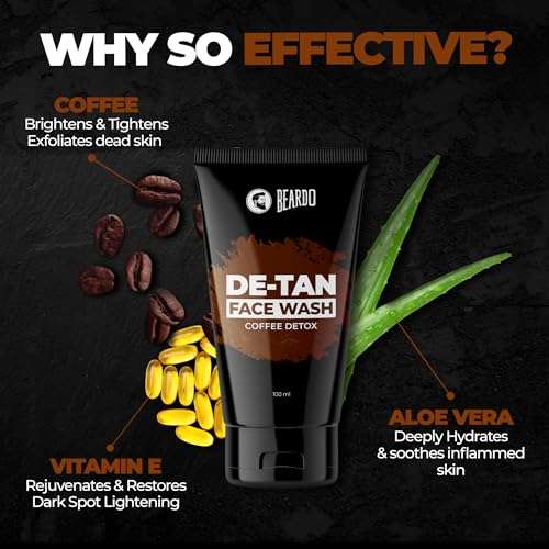 Beardo Detan Combo For Men (Set of 2) | Detan Body Wash & Detan Face Wash with Powerful Coffee Extract for Tan Removal | Hydrates & Exfoliates Men's Skin for Oil Control 4