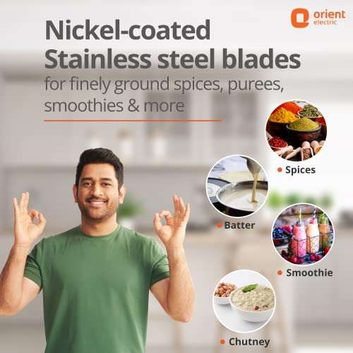 Orient Electric 500W mixer grinder | Kitchen Kraft 500 MGKK50B3 with 3 SS jars | Longer life balanced coil motor | ABS body | Uniform grinding | 5 years motor warranty 3