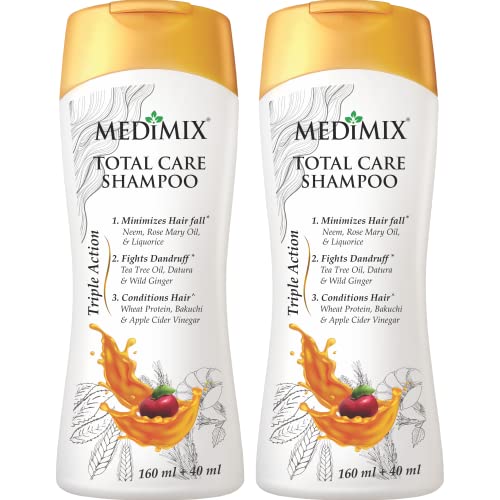 MEDIMIX Total Care Shampoo | Pack of 2 | 200ml Each | Triple Action | Minimizes Hair Fall* | Fights Dandruff* | Conditions Hair^ | 1