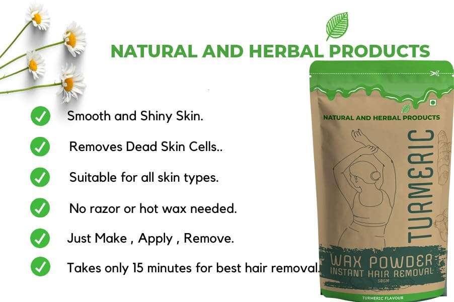 Herbal Face Wax Powder for Women - 7-Minute Natural & Painless Hair Removal, Ayurvedic Wax for All Skin Types, Cleans Dead Skin & D-Tans - Ideal for Face, Hands, Legs, Underarms & Bikini Line – 50g 4