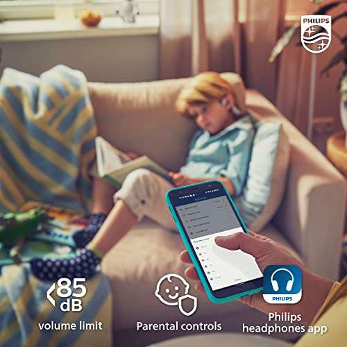 PHILIPS Kids Open-Ear Bone Conduction Bluetooth Headphones with Internal Microphone and Parental Controls, Gray, TAK4607GY 5