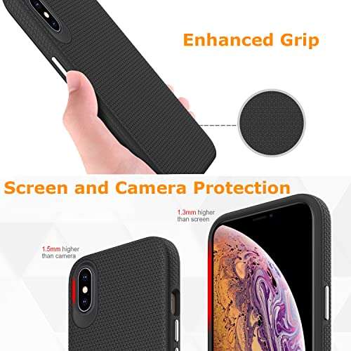 molzar Shield Series for iPhone Xs and iPhone X Case with Triangle Texture Grip, Built-in Metal Plate for Magnetic Mount, Wireless Charging Support, Compatible with iPhone Xs/X, Black 5
