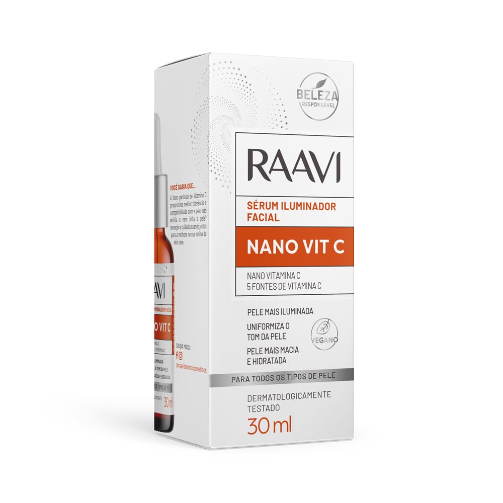 RAAVI Nano Vit C Facial Illuminating Serum | Brightens & Evens Skin Tone | Reduces Hyperpigmentation | Fast Absorbing | Reduces Dark Spots | Vegan | Non-Oily Finish | 30ml