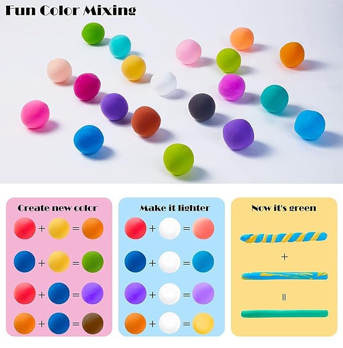 FETE PROPZ Air Dry Clay, 12 Pcs Multi Colors Clay with 3 Tools, Non- Toxic Self Drying Soft Clay for Kids and Adults, Gift for Kids (Pack of 1)12 pcs 5