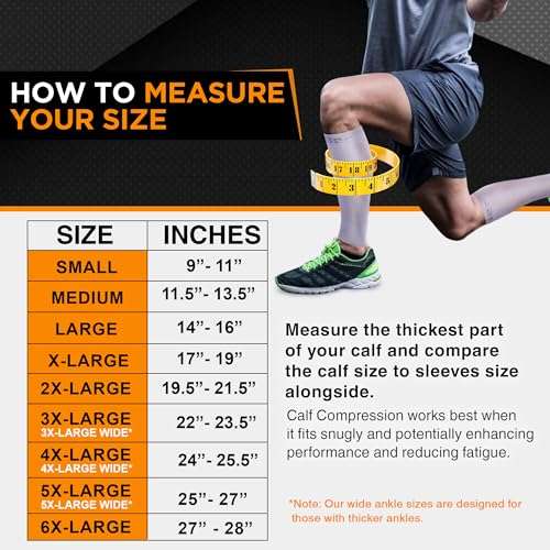 Doc Miller Compression Calf Sleeve for Men & Women – 20-30mmHg Graduated Support for Running, Shin Splints, Calf Strain – Knee High, Small to 6XL Plus Size 3
