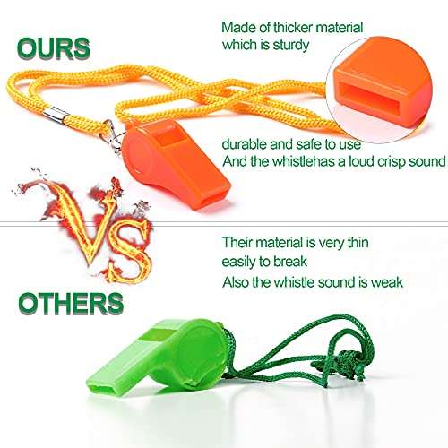 SANNIX 7 Pack Plastic Whistles Coaches Referee Whistles with Lanyards Colorful Whistles for Kids Sports Whistles for Football Basketball Training Gyms Emergency 4