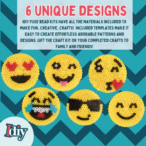 Emoji Smiley Face Fuse Beads- 6 Different Emojis - 3600pcs Beads (6 Colors), Tweezers, Peg Boards, Ironing Paper, Case - Works with Perler Beads- Pixel Art Project Gift- Officially Licensed by Emoji 5