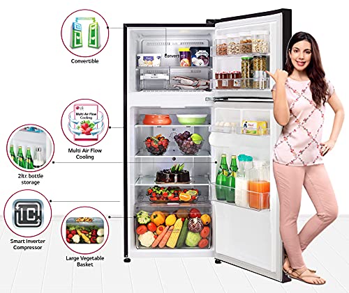 LG 260 L 2 Star Smart Inverter Frost-Free Double Door Refrigerator (GL-S292DPDY, Purple Dazzle, Convertible) 3