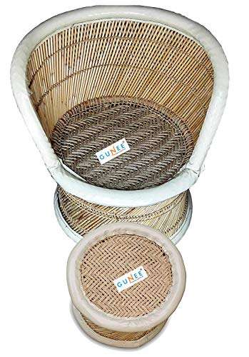 Pushkar Handicraft Exclusive Product Gunee Cane Bar Stool For Indoor/Outdoor Furnishings - 2 Pc(Multicolor) - Bamboo 1