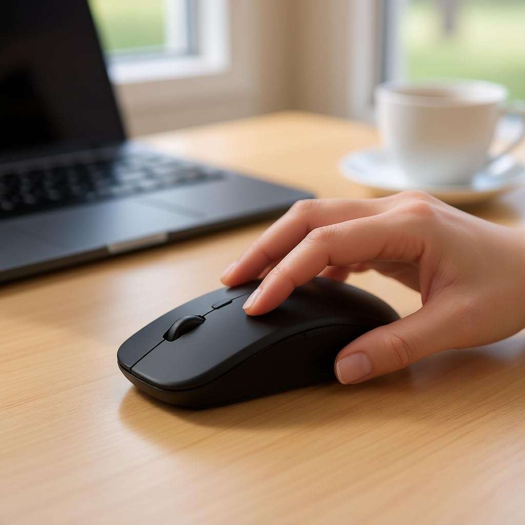 Bluetooth Dual-Mode Wireless Mouse | Rechargeable 2.4GHz & Bluetooth Connectivity, RGB Luminous Light Blue & Matte Black | Laptop, Notebook, Gaming & Office Use 5