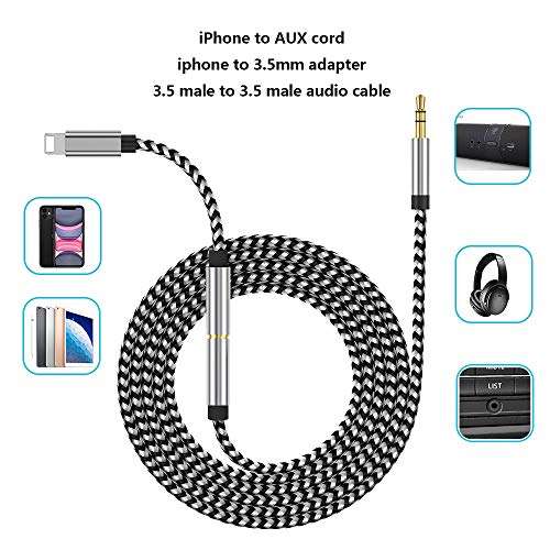 Apple MFi Certified Lightning to 3.5mm Aux Adapter - Compatible with iPhone 14/14 Pro/13/13 Pro/12, iPhone to Car Stereo Cord 6