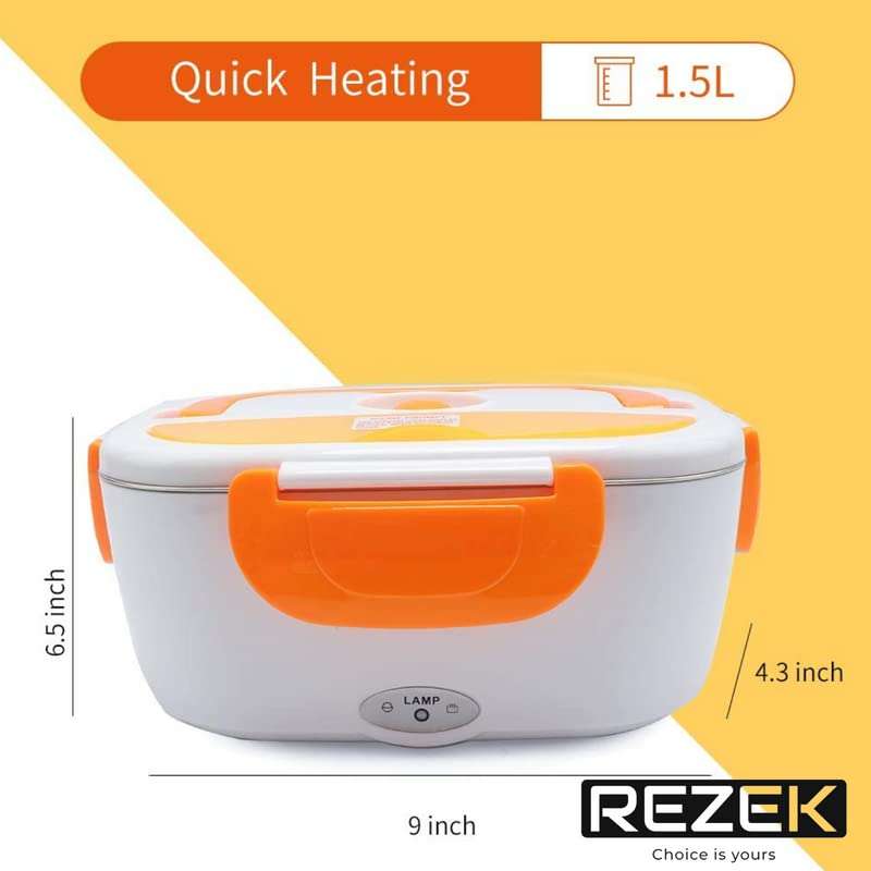 REZEK Electric Food Heater Tiffin Box Set for Office I School I Car Use I Portable Heated Quick Food Warmer Lunch Box for Kids, Men, Women( 1.5 Litre Capacity)(Multicolor) 4